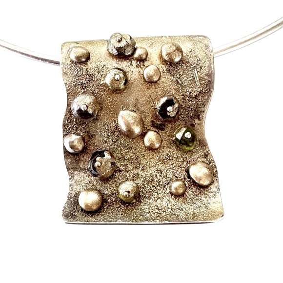 Arezzo .925 Silver Choker Necklace with Unbranded Modernist Pendant - Picture 3 of 8